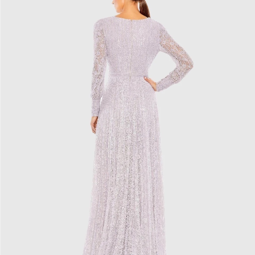 Mac Duggal 93679 NWT Beaded Lace Long Sleeve Wrap Over Gown - Picture 2 of 7